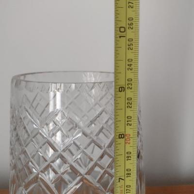 Edinburgh Scotland Crystal Vase with Artificial Flower Arrangement