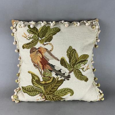 1029 Large Botanical Needlepoint Down Filled Accenrt Pillow