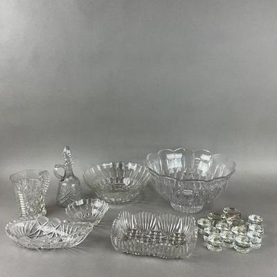 G1034 Lot of Crystal Cut & Pressed Glass Serving Pieces