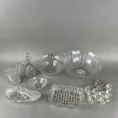 G1034 Lot of Crystal Cut & Pressed Glass Serving Pieces