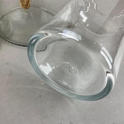 1035 LOT of Hand Blown & Rope Handle Hurricane Globe & Vases