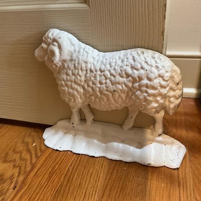 1041 Large White Ram Cast Iron Door Stop