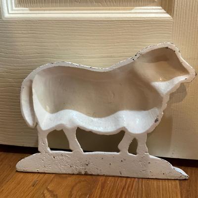 1041 Large White Ram Cast Iron Door Stop