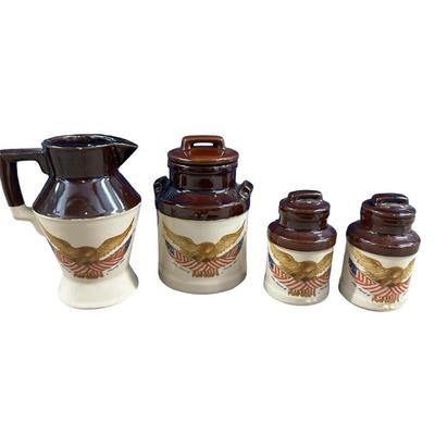 McCoy Pottery Salt, Pepper, Creamer & Sugar – Eagle Motif