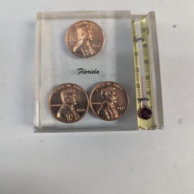 Florida 1971 Pennies w/ Thermometer - Key Chains - Arrow Head