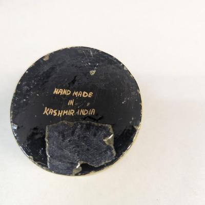 Small Copper Mug - Brass Candle Holder - Small Vintage Kashmir India Trinket Box Jewelry Hand Made Original