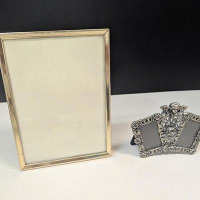 Vintage Picture Frames - Photograph Frame Metal Embossed Floral & Angel w/ Wings
