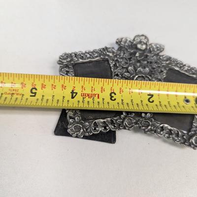 Vintage Picture Frames - Photograph Frame Metal Embossed Floral & Angel w/ Wings