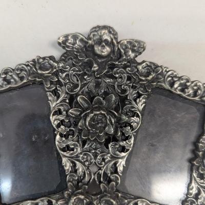 Vintage Picture Frames - Photograph Frame Metal Embossed Floral & Angel w/ Wings