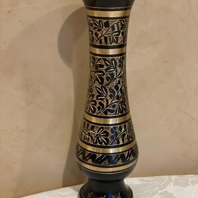 Brass etched vase