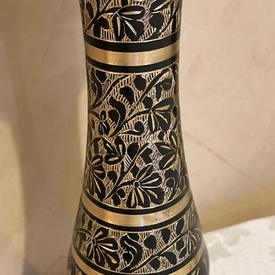 Brass etched vase