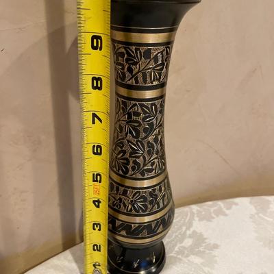 Brass etched vase