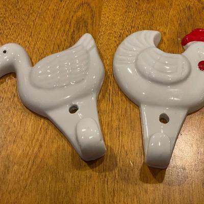Ceramic Chicken wall hooks