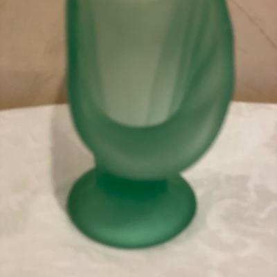 Green satin vase