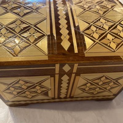 Hand carved wood jewelry box