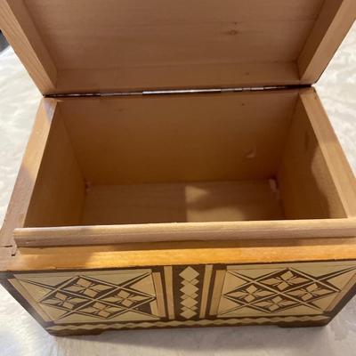 Hand carved wood jewelry box