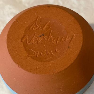 Native American pottery pink and blue vase