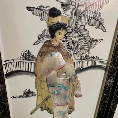 Set of 4 Vintage Mother-of-Pearl Lacquer Wall Panels (Made in Macau)