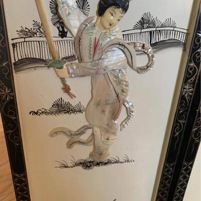 Set of 4 Vintage Mother-of-Pearl Lacquer Wall Panels (Made in Macau)