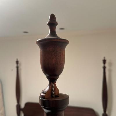 Vintage Wooden Queen Bed Frame with Turned Posts