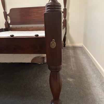 Vintage Wooden Queen Bed Frame with Turned Posts