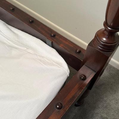 Vintage Wooden Queen Bed Frame with Turned Posts