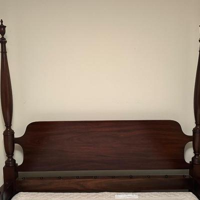Vintage Wooden Queen Bed Frame with Turned Posts
