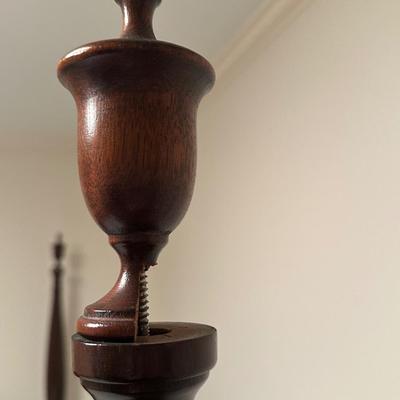 Vintage Wooden Queen Bed Frame with Turned Posts