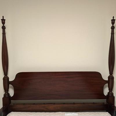 Vintage Wooden Queen Bed Frame with Turned Posts