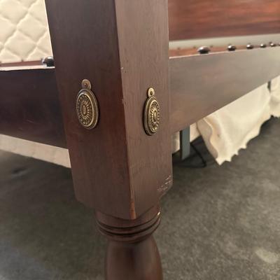 Vintage Wooden Queen Bed Frame with Turned Posts