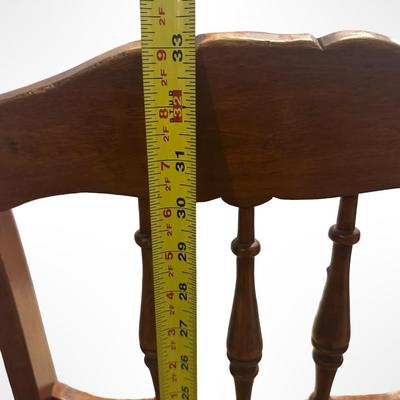 Vintage Wooden Carved-Back Rocking Chair