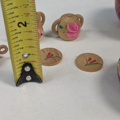 Vintage Wooden Tea set & Apple