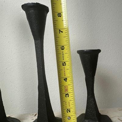 Set of 4 Textured Black Metal Candle Holders