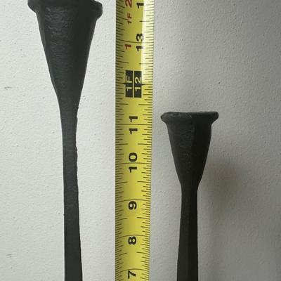 Set of 4 Textured Black Metal Candle Holders