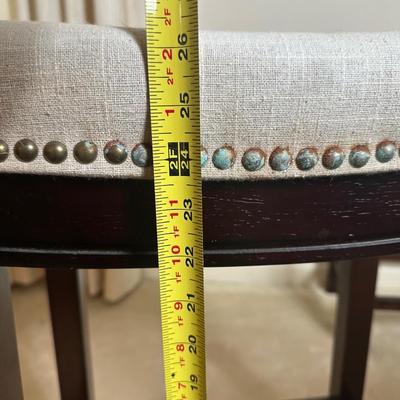 Pair of Upholstered Counter Stools with Nailhead Trim