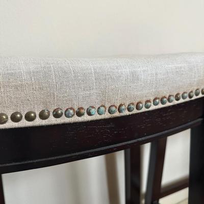 Pair of Upholstered Counter Stools with Nailhead Trim
