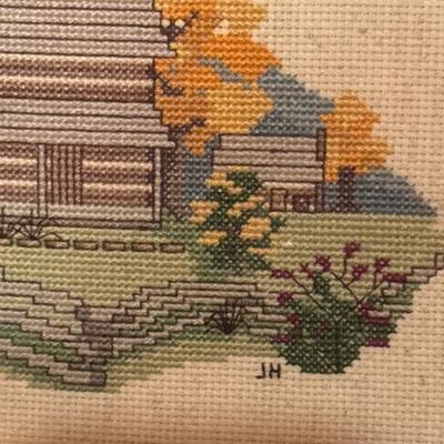 Sale Photo Thumbnail #409: Cross-stitch is 17x13, vintage 22.5 x 16.5