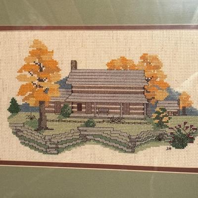Sale Photo Thumbnail #408: Cross-stitch is 17x13, vintage 22.5 x 16.5