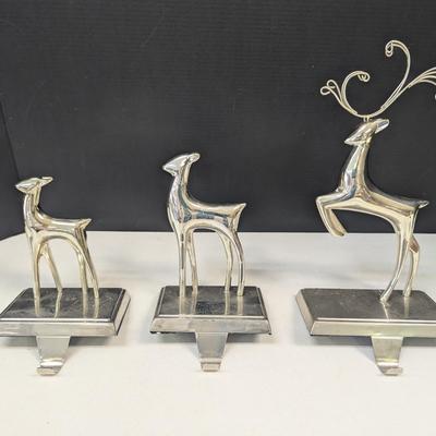 Silver Reindeer Stocking Holders