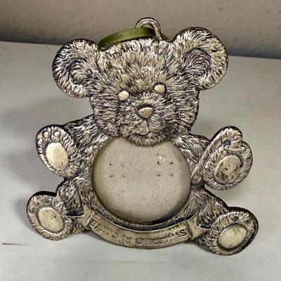 Sale Photo Thumbnail #414: Can be used as a hanging tree ornament or a freestanding photo frame. Good condition, approx. 4.5” ta