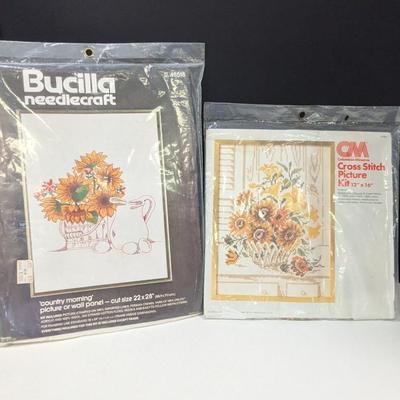 Bucilla Needlecraft "Country Morning" & Cross Stitch Picture Kit