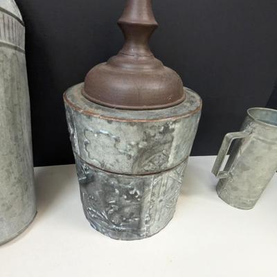 Galvanized Flower Holder - 2 Piece Canister - Mug