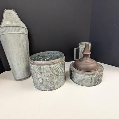 Galvanized Flower Holder - 2 Piece Canister - Mug