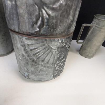 Galvanized Flower Holder - 2 Piece Canister - Mug