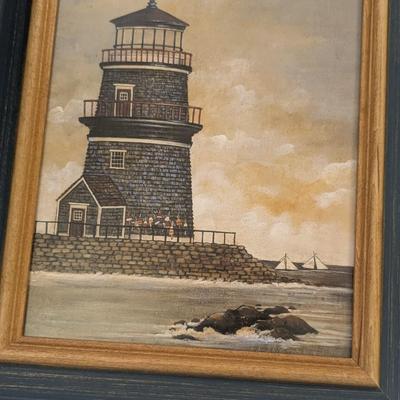 Approx 13" x 11" Framed Lighthouse Art