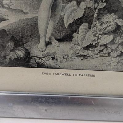 Approx 9 1/2" x 11 1/2" Eve's Farewell To Paradise John Milton Lithograph 1892
