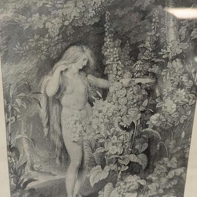 Approx 9 1/2" x 11 1/2" Eve's Farewell To Paradise John Milton Lithograph 1892