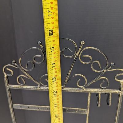 Metal Jewelry Stand & Vintage Porcelain & Lace Lady Earring Tree w/ Costume Earrings