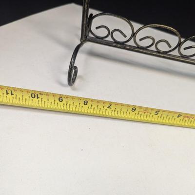 Metal Jewelry Stand & Vintage Porcelain & Lace Lady Earring Tree w/ Costume Earrings