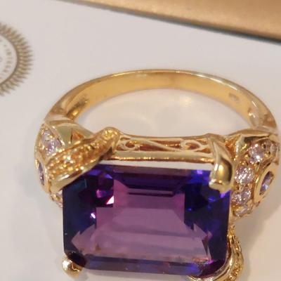 GIA CERTIFIED LAB GROWN AMETHYST RING